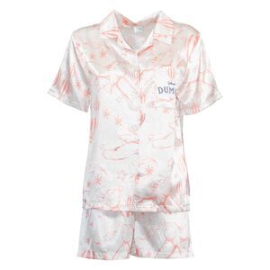 Dumbo Womens/Ladies Satin Short-Sleeved Short Pyjama Set / White